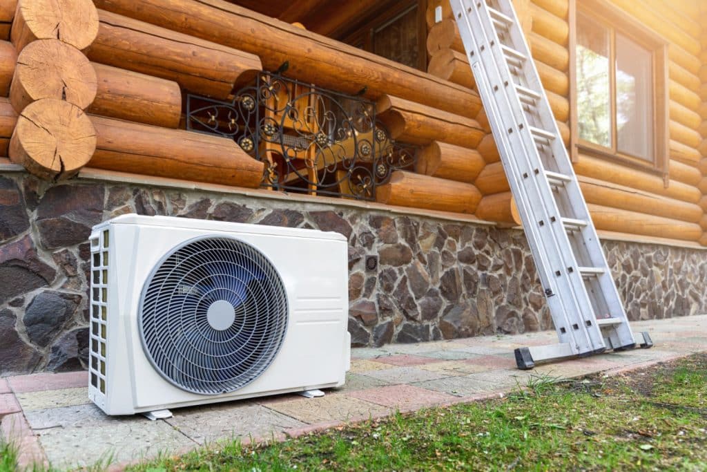 HVAC_Heat Pump_outside log cabin